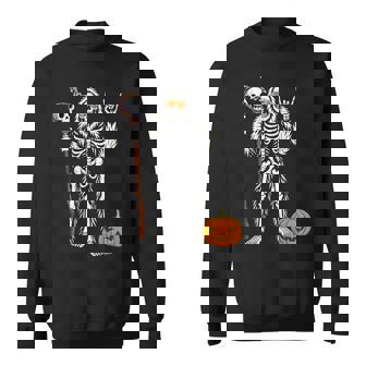Halloween Skeleton Bigfoot Rock Pumpkin Skull Boys Sweatshirt - Monsterry