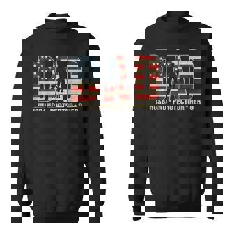 Husband Daddy Protector Hero Fathers Day American Flag Mens Sweatshirt - Thegiftio UK