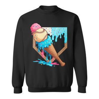 Ice-Cream Drip Baseball Boys Game Day Home Plate Dripping Sweatshirt - Thegiftio UK