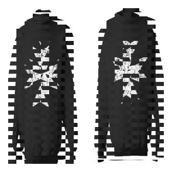 Imprimé Croix De Malte Petite Poche Poitrine Blanc Sweater e - Cadeauxyz