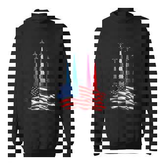 Independence Day American Flag Jet Planes Red White Blue Sweatshirt | Mazezy