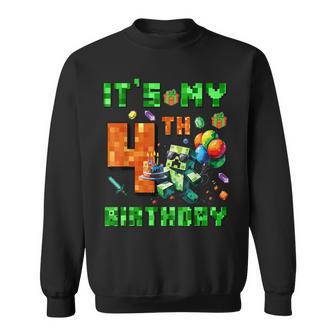 It's My 4Th Birthday Pixel Number Video Game Gamer Sweatshirt - Thegiftio UK