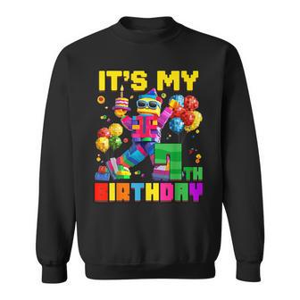 Its My 7Th Seventh Birthday Building Brick 7 Years Old Boys Sweatshirt - Thegiftio UK