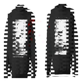 Japonés Lirio Arañauave Grunge Anime Geisha Negro Gato Mamá In Mangas Camisa de entrenamiento - Regaloses