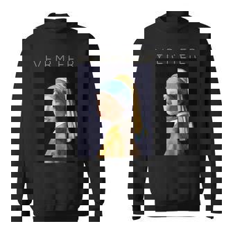 Johannesermeer アーティスト向け 真珠のイヤリングを持つ少女 スウェットシャツ - Kawaiitshirt