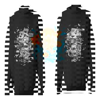 Jolie Loutre Entourée De Fleurs Et D'eau Sweater e - Cadeauxyz