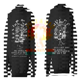 Just A Dad Who Always Came Back With The Milk Bigfoot Dad Sweatshirt | Mazezy