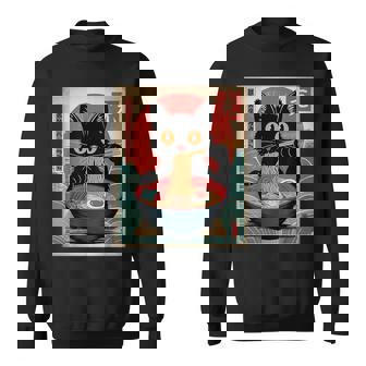 Kawaii Anime Japonés Gato Ramen Gato Comiendo Fideos Camisa de entrenamiento - Regaloses