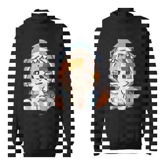 Kawaii Cute Kitten Shark Costume Kitty My Cat Is A Shark Sweatshirt - Thegiftio