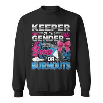 Keeper Of The Gender Burnouts Or Bows Gender Reveal Party Sweatshirt - Thegiftio UK