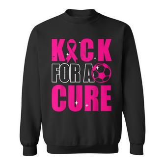 Kick For A Cure Breast Cancer Awareness Pink Ribbon Soccer Sweatshirt - Thegiftio