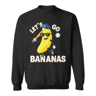 Let's Go Bananas Baseball Banana Cool Cartoon Sports Sweatshirt - Thegiftio UK