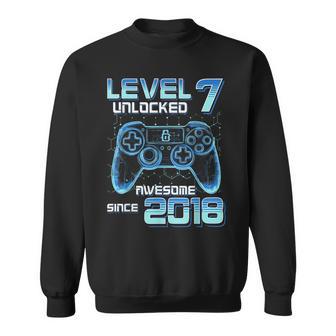Level 7 Unlocked Video Game Party 7Th Birthday Gamer Boys Sweatshirt - Thegiftio UK