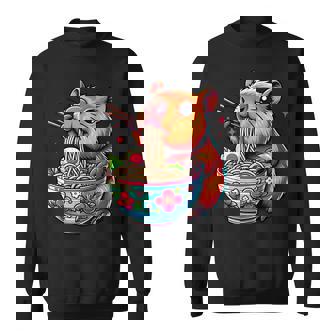 Lindo Kawaii Capibara Comiendo Ramen Japonés Anime Camisa de entrenamiento - Regaloses