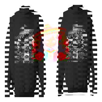 Long Haired Curvy Mexican Chibi Zarape Roses Mexican Pride スウェットシャツ - Kawaiitshirt