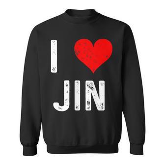 I Love Jin Heart Distressed Sweatshirt - Thegiftio UK
