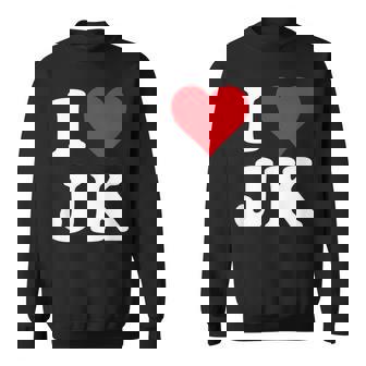 I Love Jk Initials I Heart JK First Last Name J K スウェットシャツ - Kawaiitshirt
