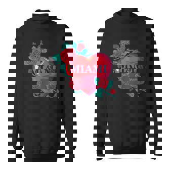 I Love Miami Miami Love Heart & Roses Illustration Graphic スウェットシャツ - Kawaiitshirt
