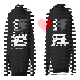 I Love Mk Initials I Heart MK First Last Name M K Sweatshirt - Thegiftio