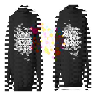 Love Peace Happiness 60年代70年代ヒッピーフラワーパワー スウェットシャツ - Kawaiitshirt