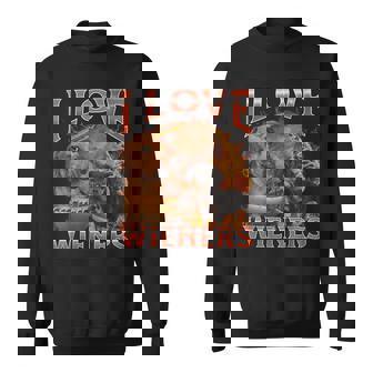 I Love Wieners Offensive Dachshund Bootleg Graphic Sweatshirt - Monsterry