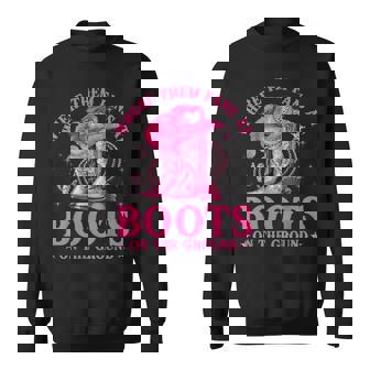 Where Them Fans At Boots On The Ground Black Western Cowgirl Sweatshirt | Mazezy