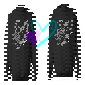 You Matter Teal And Purple Heart Semicolon Mental Health Sweatshirt | Mazezy