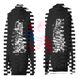 Memorial Day Cat And Independence Day Pride 4Th Of July Cat Sweatshirt - Thegiftio UK