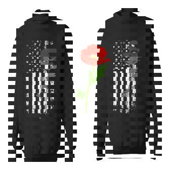 Memorial Day Red Poppy American Flag Veteran Military Sweatshirt - Thegiftio