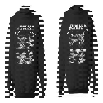 Meowtallica ブラック ホワイト 面白い パロディバンド 猫 子猫 恋人 スウェットシャツ - Kawaiitshirt