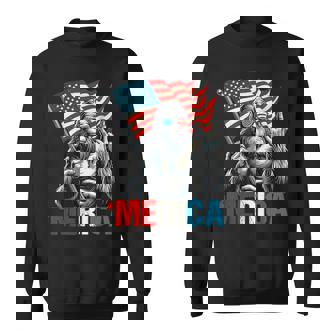 Merica Bigfoot Rock American Flag Patriotic 4Th Of July Sweatshirt - Monsterry