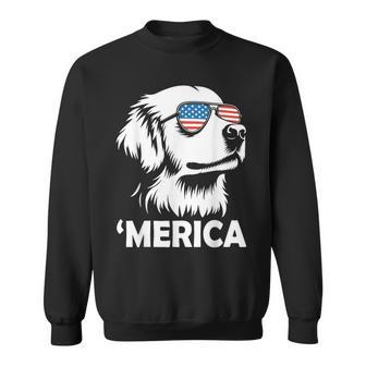 Merica Patriotic American Flag Golden Retriever Dog Lover Sweatshirt - Thegiftio UK