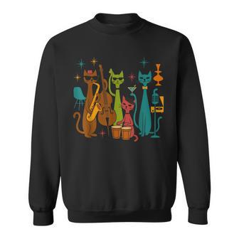 Mid Century Modern Band Cats Retro 50S 60S Style Sweatshirt - Thegiftio UK