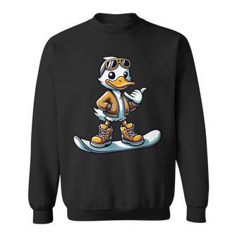 Mignon Dessin Animé Canard Snowboard Sports D'hiver Sweater e - Cadeauxyz