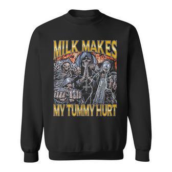 Milk Lactose Edgy Skeleton Bootleg Cool Hard Skeleton Meme Sweatshirt - Thegiftio UK