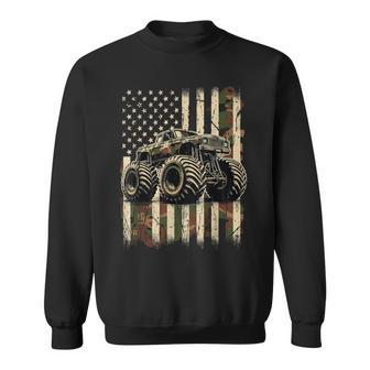 Monster Truck Usa Flag 4Th July Sweatshirt - Thegiftio UK
