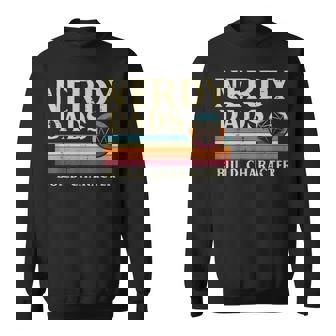 Nerdy Dads Build Character Retro Fathers Day Daddy Papa Men Sweatshirt - Thegiftio