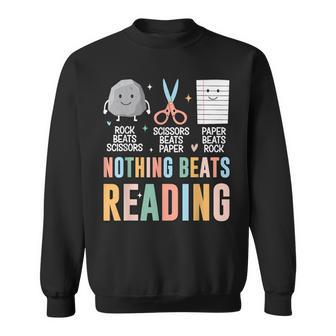 Nothing Beats Reading Rock Paper Scissors Books Lover Sweatshirt - Thegiftio UK