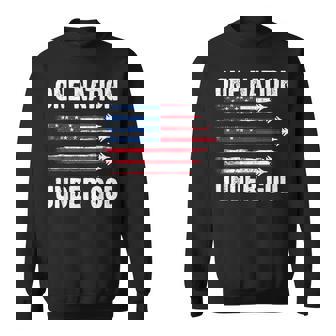 One Nation Under God American Flag 4Th Of July Fighter Jet Sweatshirt - Monsterry
