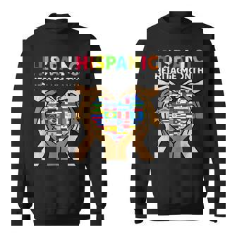 Hispanic Heritage Month Hands Heart Latino Countries Flags Sweatshirt - Monsterry