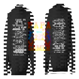 Papa Fête Des Père Geek Gamer Je Gère Dans Les Deux Flammes Sweater e - Cadeauxyz