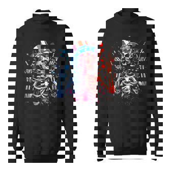 Party In The Usa Rock Hand July 4Th American Skeleton Sweatshirt - Monsterry