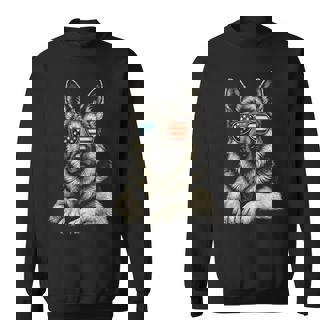 Patriotic German Shepherd Dog Usa Flag Sunglasses Sweatshirt - Monsterry