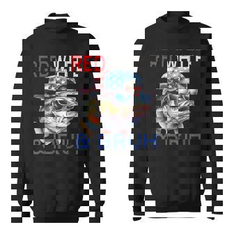Patriotic Red White & Bruh America Bass Fishing 4Th Of July Sweatshirt - Thegiftio
