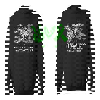 Peace Love Hope Mental Health Awareness Green Ribbon Sweatshirt - Thegiftio UK