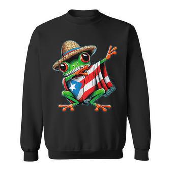 Puerto Rico Frog Coqui Dabbing Poncho Puerto Rican Flag Sweatshirt - Thegiftio