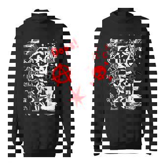 Punk's Not Dead ブラック&レッド スウェットシャツ - Kawaiitshirt