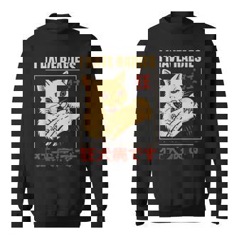I Have Rabies Cat Biting Hand Anime Sweatshirt - Thegiftio UK
