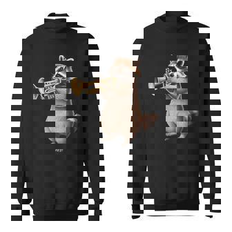 Raccoon Jouant De La Trompette Drôle Bande De Trompette Raton Laveur Sweater e - Cadeauxyz
