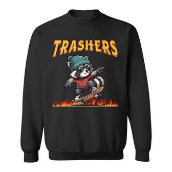 Raccoon Skateboard Trasher Raccoon Skater Skateboarder Sweatshirt - Thegiftio UK